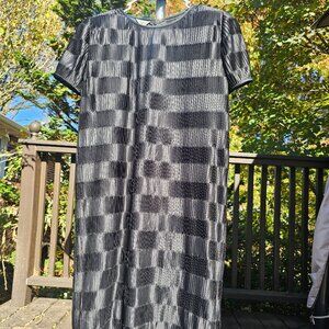 La Sera Vintage Checker Patterned Black Dress